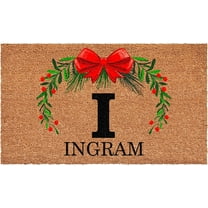 Calloway Mills 114823672I Personalized Christmas Wreath Doormat, 36"x72", Letter I