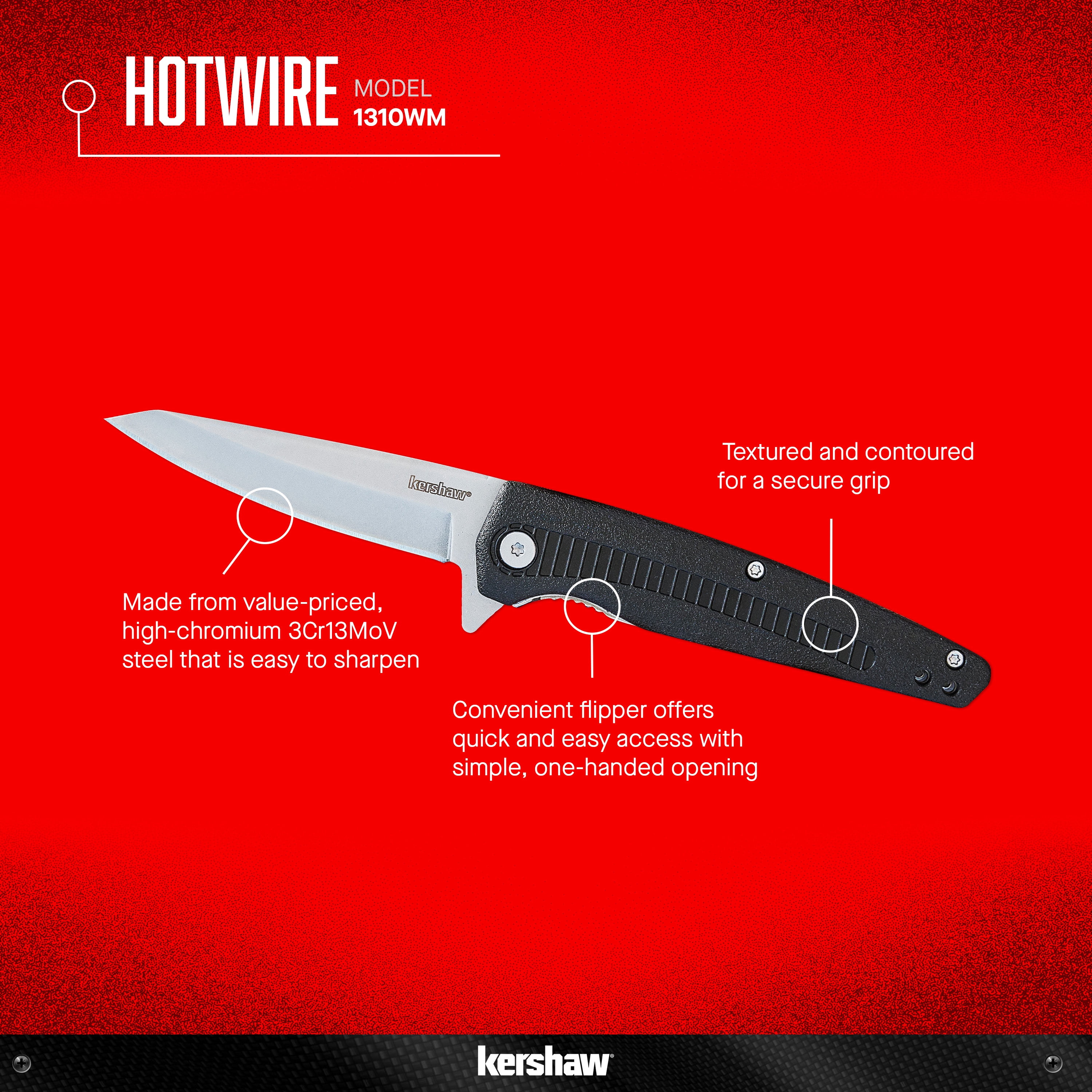 Kershaw Hotwire Pocket Knife, 3" Blade with Assisted Opening