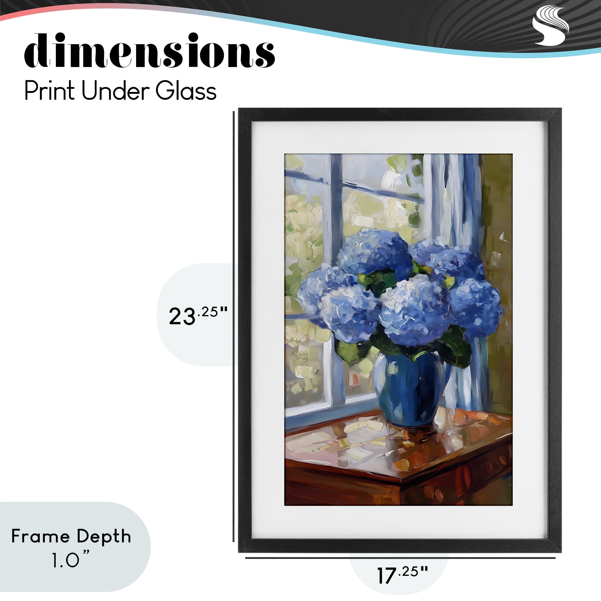 Stupell Industries Winter Hydrangeas by Window Black Framed Print Under Glass, design by Creative Studio