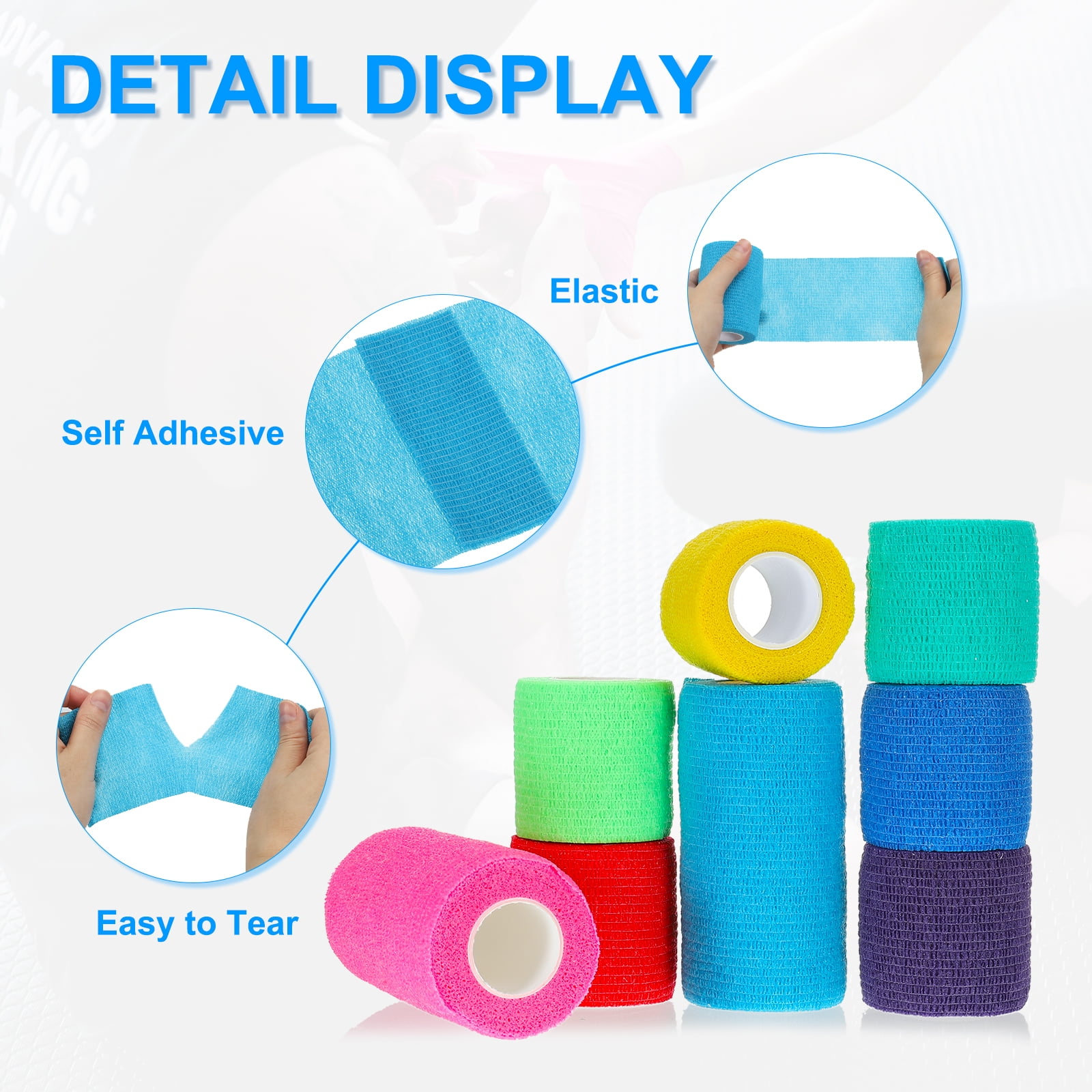 Uxcell Self Adhesive Bandage Wrap, Elastic Self Breathable Self Adherent Wrap Tape for Stretch Athletic Use Black