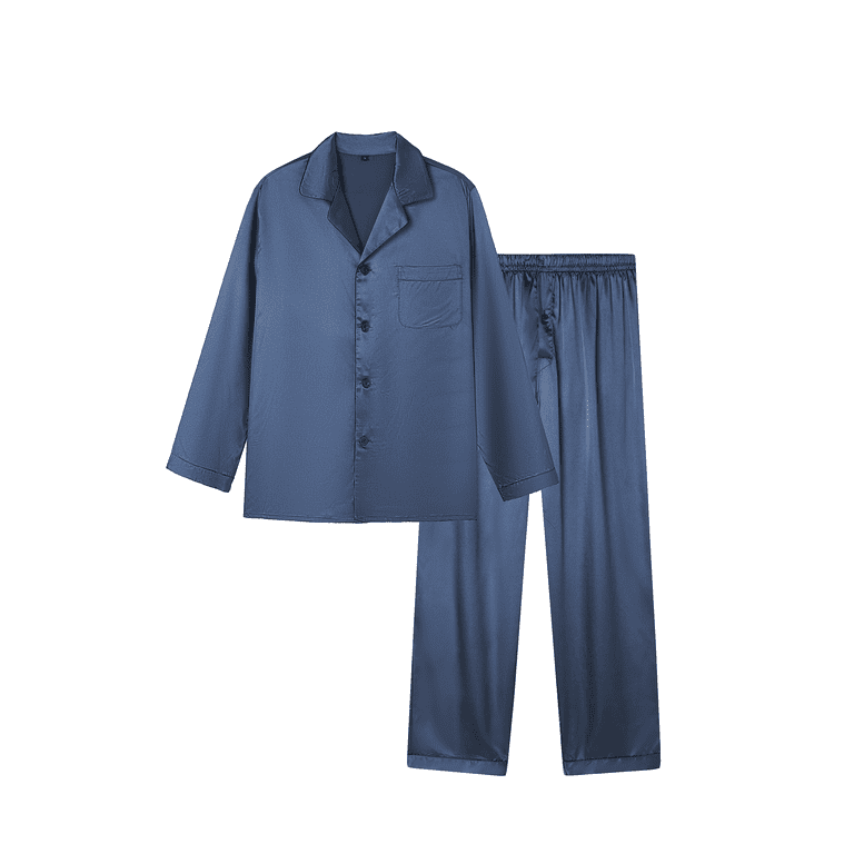 Onimisc Men's Satin Silk Pajama Set Long Sleeve photo 2