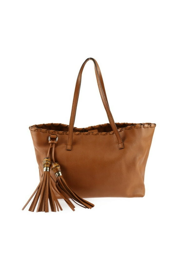 Pre-Owned GUCCI Bamboo Tote Bag 354665 Leather Brown Shoulder Tassel 2421033007135R1 (Good)