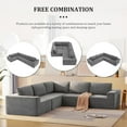 thumbnail image 4 of LUCKHAO Modern Modular Minimalist L Shaped Sectional Sofa Sets, Foam-Filled Convertible Sleeper Sofa Bed, 5 Pcs Free Combination Luxury Floor Cloud Couch, Oversized Corner Sofa for Living Room, 4 of 9