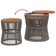thumbnail image 2 of vidaXL Patio Side Tables 2 pcs with Wooden Top Gray Poly Rattan, 2 of 9