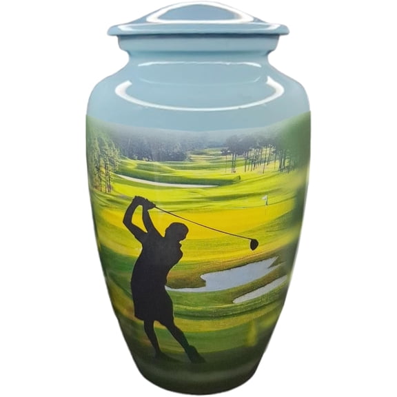 UR Cremation Urns- Perfect Golf Man Adult Urn –Best Urn for Human Ashes – Funeral Urn (Adult (200 lbs) – 10.5 x 6 “, US Cremation Urn)