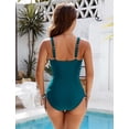 thumbnail image 4 of MORTTIC Women's Mesh V-Neck One-Piece Swimsuit, Tummy Control Swimwear with Adjustable Drawstring, 4 of 6
