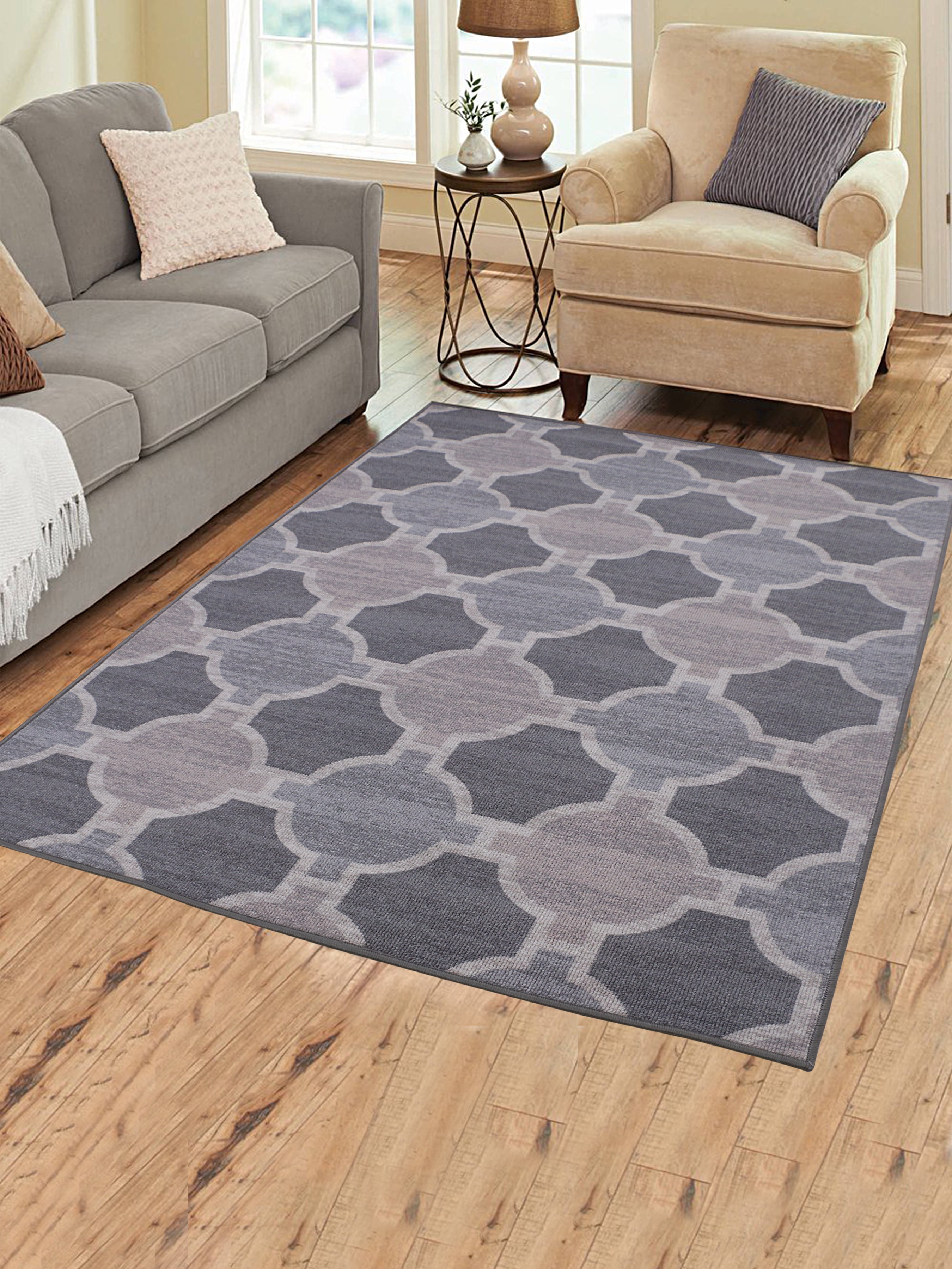 RugSmith Fretwork Gray Modern Geometric Area Rug, 5' x 7'