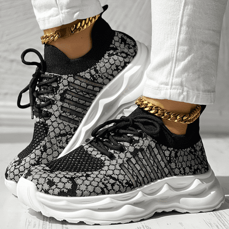 

SHZHRG Stylish Women‘s Lace Up Honeycomb Knitted Sneakers with Soft Sole Low-top Platform Mesh Trainers for Breathable Running & Fitness
