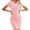 Pink, variant on ZVNAΖH Women's Summer Casual Short Sleeve V Neck Collared Ribbed Knit Tummy Control Bodycon Mini Dress