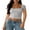 GRAY, variant on Michellecmm Women's Lace Trim Short Sleeve Square-Neck Show Navel T-Shirt