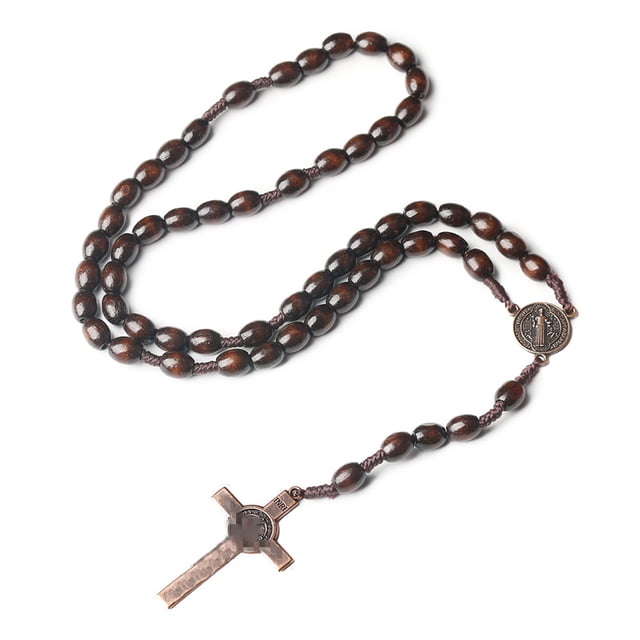 Collar de Cuentas de Oración Estilo Europeo y Medieval Tejido a Mano Joyería Color Café