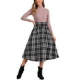 thumbnail image 2 of INSPIRE CHIC Women's Skirt High Elastic Waist A-Line  Vintage Plaid Midi Skirts S Black, 2 of 6