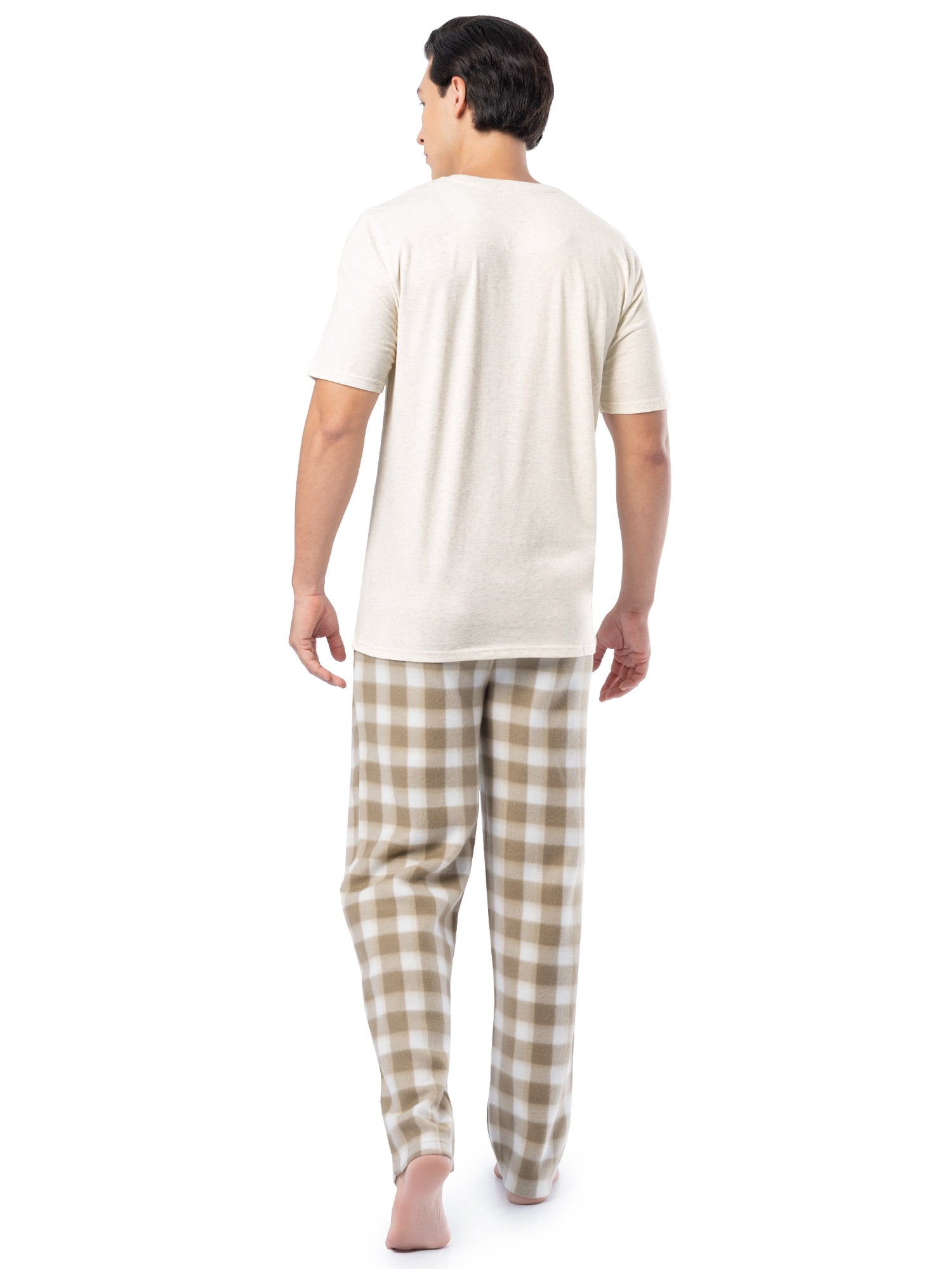 Fruit of the Loom Men's Crewneck Tee and Fleece Pajama Pants Set, 2-Piece, Sizes S-5XL