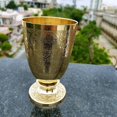 thumbnail image 5 of Pure Brass Glass Tumbler With Embossed Goblet Design Set Of 6 - Gold, 350ml Each | Drinkware & Tableware, Tumbler For Serving & Drinking Water Tableware - Hand Made, Easy To Carry, Easy To Clean, 5 of 5