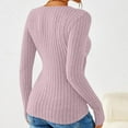 thumbnail image 6 of Womens Sexy Tops Slim Fit V Neck Wrap Long Sleeve Shirts Ribbed Knit Button Deco Cleavage Tees Slimming Tunic Blouses, 6 of 8