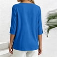 thumbnail image 6 of Lmueinov 3/4 Sleeve Length Tops for Women 100%Cotton Solid Crew Neck Casual Tunic Shirts Lightweight Pullover Blouses for Summer Fall Daily Vacation, 6 of 7
