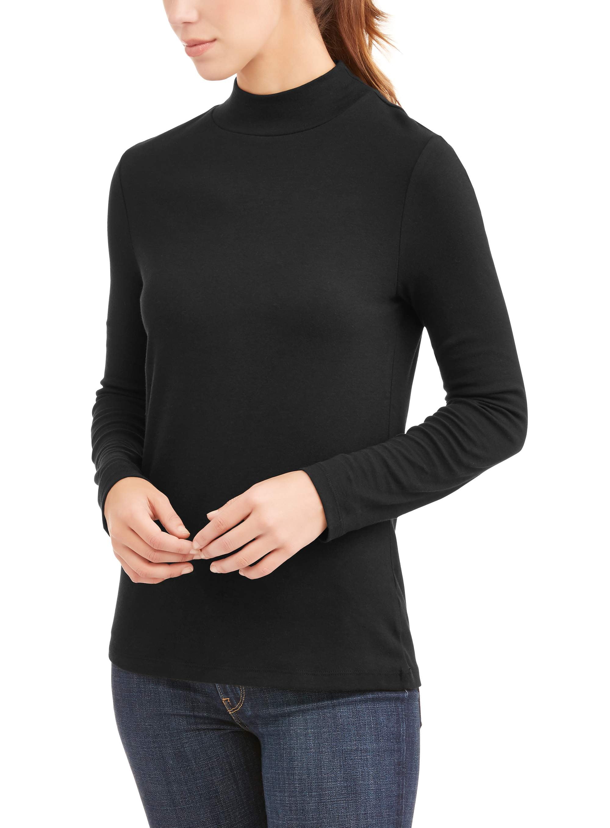White Stag - Women's Long Sleeve Mock Neck T-Shirt - Walmart.com ...
