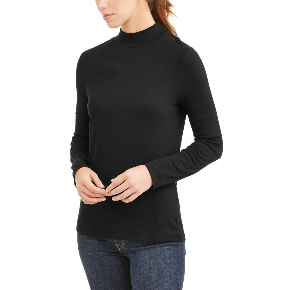 White Stag Women's Long Sleeve Mock Neck TShirt