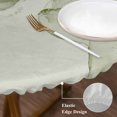 thumbnail image 4 of Sage Green Abstract Round Fitted Table Cover Silver Marble Ripples Clouds Luxury Waterproof Table Cloth with Elastic Edge Wipeable Tablecloth for Picnic Camping Party Fits 55"-60" Diameter, 4 of 8