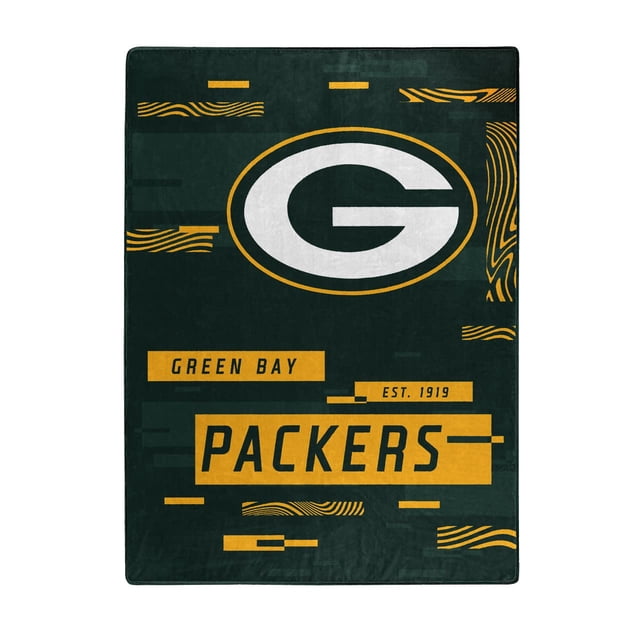 NORTHWEST ENTERPRISES NFL Digitize Design Plush Raschel Thow Blanket 60""x80"" (Green Bay Packers)