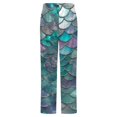 thumbnail image 6 of Mermaid Scale Glitter Fabric Winter Female Pants Flannel High Waist Women Pants Lady Warm Straight Leg Plush Trousers, 6 of 7