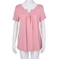 thumbnail image 5 of AOMPMSDX Womens Pajama Sets Button Short Sleeve Sleepwear Set Loungewear Sets Bamboo Tank Shorts Set Casual Sleepwear Set Cozy Nightwear Set Pink Lounge Sets For Women XXL, 5 of 7