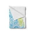 thumbnail image 2 of Floral World Map Soft Flannel Fleece Throw Blanket, Climate Change Theme Planet with Floral Leaves Environment Art, Cozy Plush for Indoor and Outdoor Use, 50" x 60", Blue Lime Green, by Ambesonne, 2 of 5