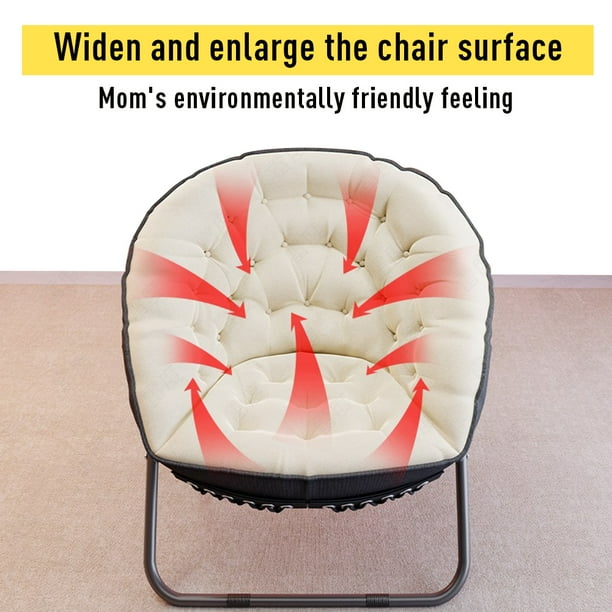 Cozy Comfy Folding Saucer Chair With Footstool 330lbs Load Bearing