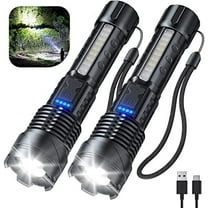 Flashlight High Lumens Rechargeable 2 Pack, 990000 Lumen Super Bright Led Flashlights with 7 Light Modes, IPX6 Waterproof, Powerful Handheld Flash Light for Camping Home Emergencies