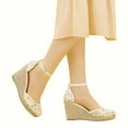 thumbnail image 2 of BLISSFUL STEP Sandales Compensées à Plateforme en Espadrille à Lacets pour Femmes Vert (Taille 7,5), 2 of 5