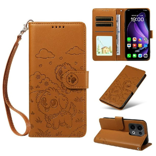 Funda Cartera GANGXUN con Diseño de Perrito en Relieve para OPPO Reno 14 5G , Protección 360° con Ranuras y Correa Desmontable