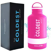 The coldest Water Bottle 64 oz Wide Mouth Vacuum Insulated Stainless Steel Hydro Travel Mug - Ice cold Up to 36 Hrs/Hot 13 Hrs Double Walled Flask - with Strong cap (Flamingo Pink, 64 oz)