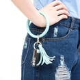 thumbnail image 3 of SAYFUT Handmade Wristlet Round Key Ring Chain Leather/ Silicone Oversized Bracelet Bangle Keychain Holder Tassel for Women Girl, 3 of 6