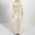 thumbnail image 4 of Jinhomg Womens Zip Up Hooded Jumpsuit Winter Warm Fuzzy Fleece One Piece Pajamas Soft Cozy Long Sleeve Cute Cat Ear Hooded Onesies Sales Today Clearance Women Beige XXXXXL, 4 of 7