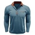 thumbnail image 6 of Xzbqbs Polo Shirts for Men Long Sleeve Classic Basic Button Down Pullover Shirts Vintage Lightweight Lapel Tops with Pocket, 6 of 7