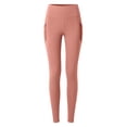 thumbnail image 6 of Women's Soft Fabric Yoga Pants for Women, Mid Elastic Waist Slim Fit Leggings, Pockets, High Stretch, Comfortable Workout Athletic Gym Fitness Running Casual | VerBelle,Pink M, 6 of 6