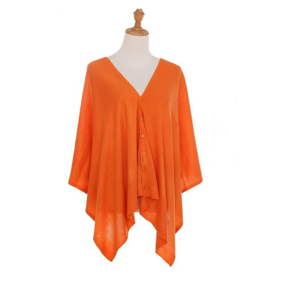 Orange Scarf, Shawl, Shrug - Versatile Button Up Style - Casual or Dressy - 22x60