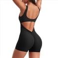 thumbnail image 3 of Mono de Entrenamiento de una Pieza para Mujer, Sin Espalda, Control de Abdomen, Sin Mangas, Espalda en V, Negro, Talla M, 3 of 8