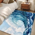 thumbnail image 5 of Blue Waves Washable Area Rugs 3'x5', Ocean Nautical Coastal Oil Painting Summer Low Pile Throw Living Room Rug Non-Slip Sturdy Edge Binding Carpet for Indoor Entryway Bedside Kitchen, 5 of 9