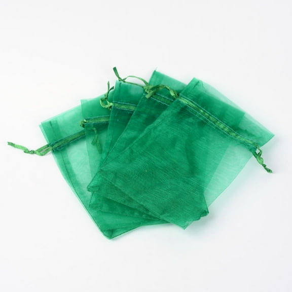 100 pc Organza Gift Bags with Drawstring Wedding Party Christmas Favor Gift Bags Organza Pouches for Potpourri Green 15x10cm