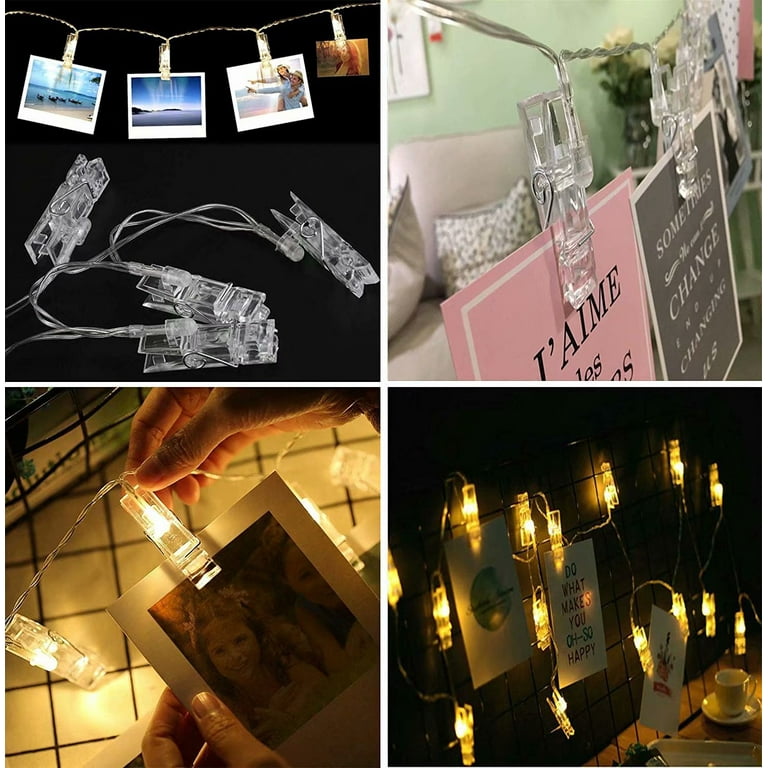 LED Photo Clips String Lights Fairy Lights Lights for Hanging Photos  Artwork Cards Feet Battery Powered Warm White 