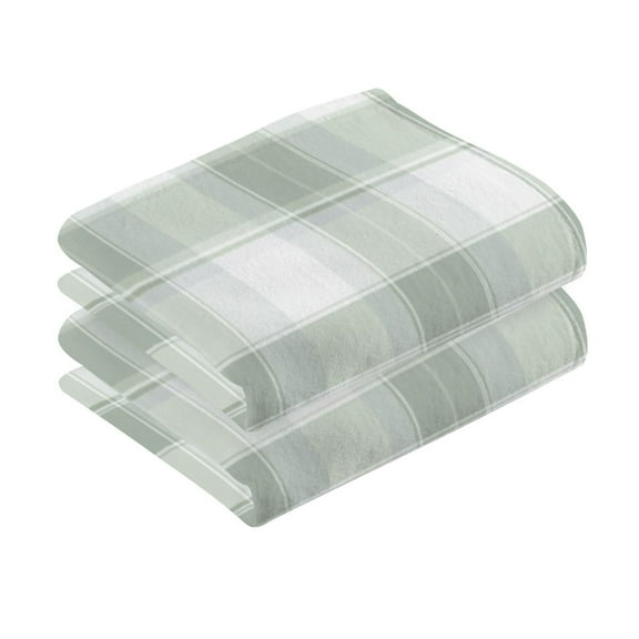 2 Pcs Absorbent Face Towel Bath Hand Towels Soft Breathable Cotton Towel Set for Bathroom Kitchen Hotel Spa Decor Gray and Green Plaid