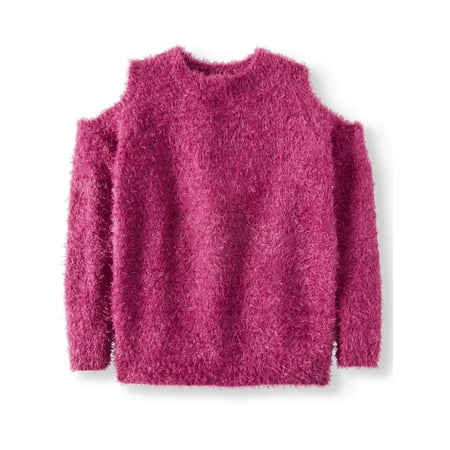 American Girl Sweater - Derek Heart Cold Shoulder Eyelash Pullover Sweater (Big Girls)