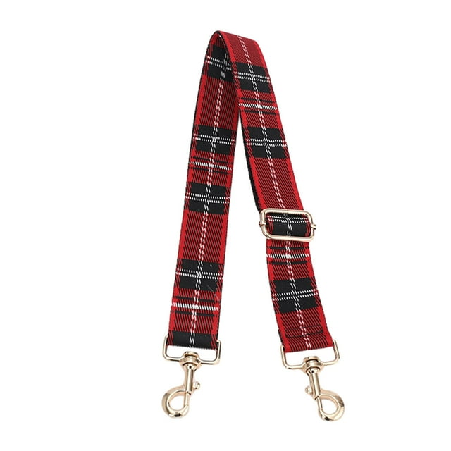 Minnieouse Bolso bandolera larga, correa de repuesto, bandolera de lona ancha, artesanía a mano, gancho giratorio de Metal, monedero tipo Bolsas de mensajero y de hombro Cheque rojo y negro