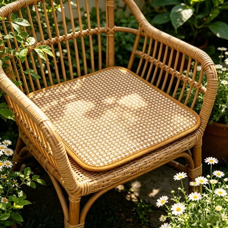 15.7&times;15.7in Natural Bamboo Cooling Seat Cushion Breathable Non-Slip Summer Chair Pad for Home Office Gaming Car Dining Chair Sofa Easy to Clean Cool Bamboo Mat