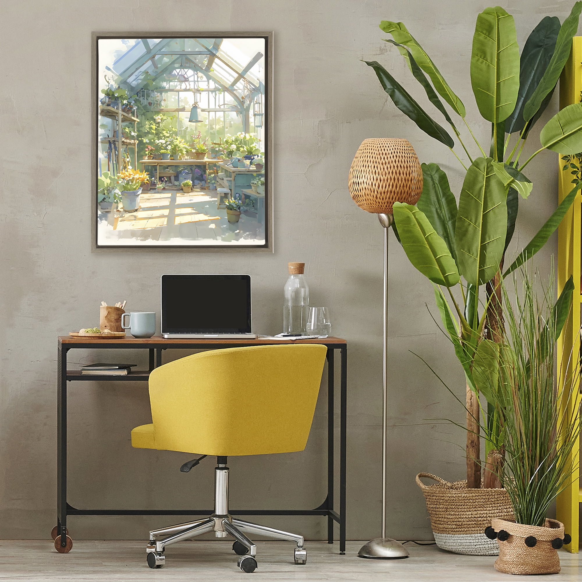 Stupell Industries Sunlit Greenhouse Plant Sanctuary Brown Framed Floater Canvas Wall Art, design by Creative Studio