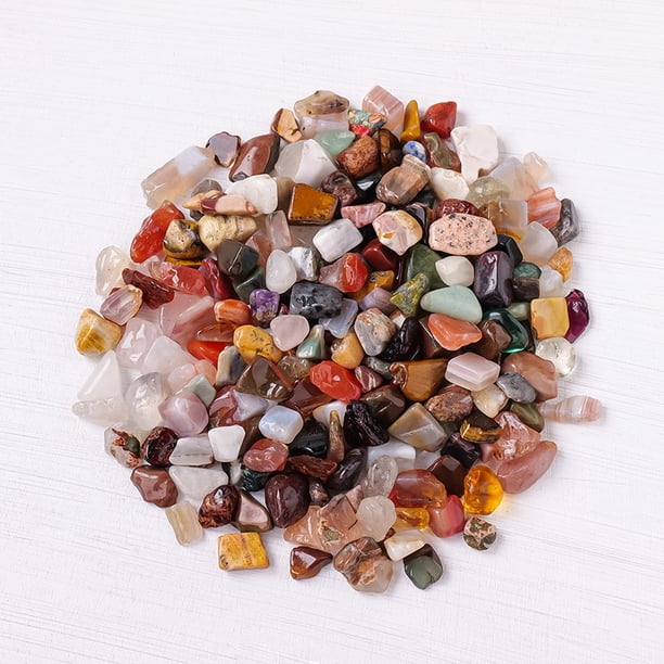 Xiao Hua Piedra triturada de cristal natural de color de 1 kg, optimización de 7-9 mm, adorno de piedra natural, cuentas desmagnetizantes, maceta, piedra decorativa para pecera