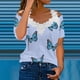 thumbnail image 2 of Blusa superior sexy de manga corta con retazos de encaje con cuello en V de verano para mujer OAVQHLG3B Store  lin121212, 2 of 4