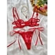 thumbnail image 2 of Conjunto de lencería con bordado de corazones, sujetador de malla sin forro y tanga de tiras, lencería y ropa interior sexy para mujer, 2 of 5