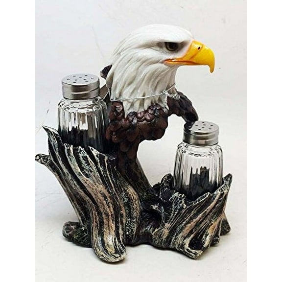 Ebros Patriotic American Bald Eagle Salt & Pepper Shakers Holder Figurine Set